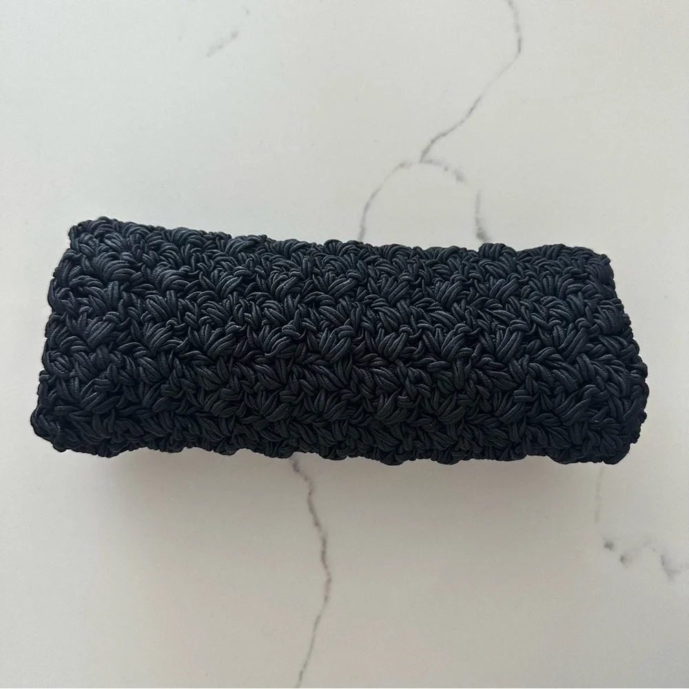 Vintage Ultimo Woven Cord Minimalist Clutch Evening Bag in Black